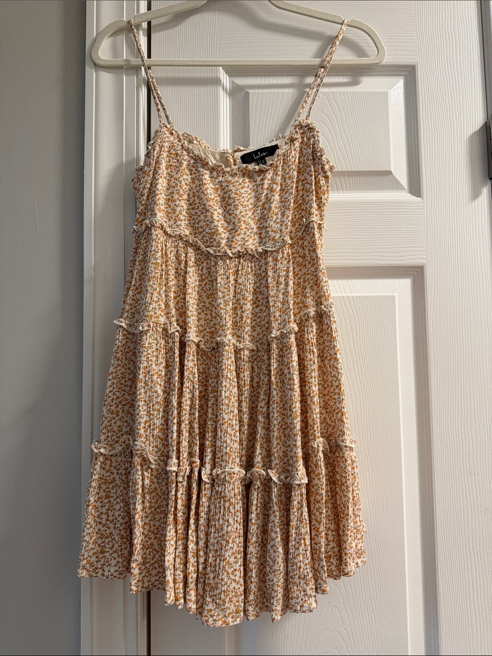 Lulu's Cream and Yellow Floral Ruffle Tiered Mini Dress